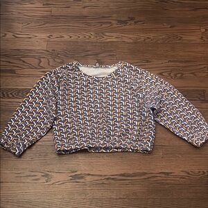 Zara Trafaluc Yellow and Blue Geometric Top